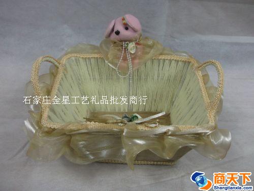 金色长方形带小熊编织筐 收纳筐