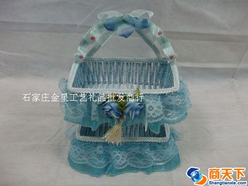 蓝色双层编织筐