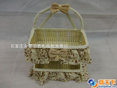 黄色蝴蝶结双层编织筐