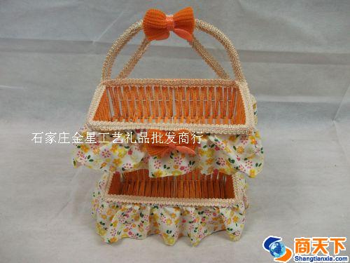 橙色蝴蝶结双层编织筐