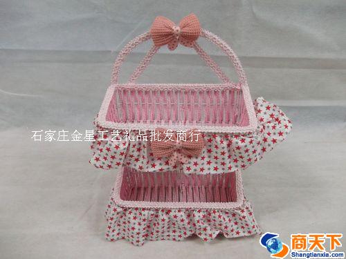 粉色双层蝴蝶结编织筐