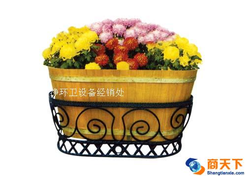 木制圆花盆
