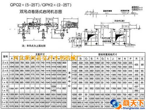 QPQ2、QPK2×(5-25)吨双吊点启闭机总图