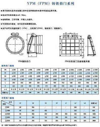 YPM(FPM)铸铁拍门系列