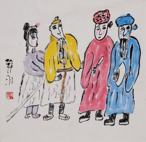 韩羽 精品国画-戏曲人物